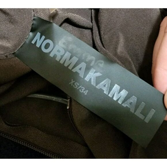 Norma Kamali Brown Stretch Jersey Back Zip Turtleneck Slim Fit Long Sleeve Sz XS - Picture 3 of 5